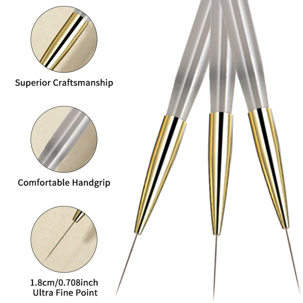 1/2/5本セット ネイルアートライナーブラシセット 超極細 - Detailing Brush Set のレビューと価格